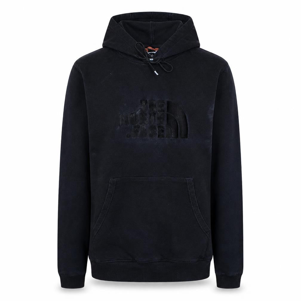 Front view of The North Face Men's Black Pullover Hoodie, size S, Regular Fit