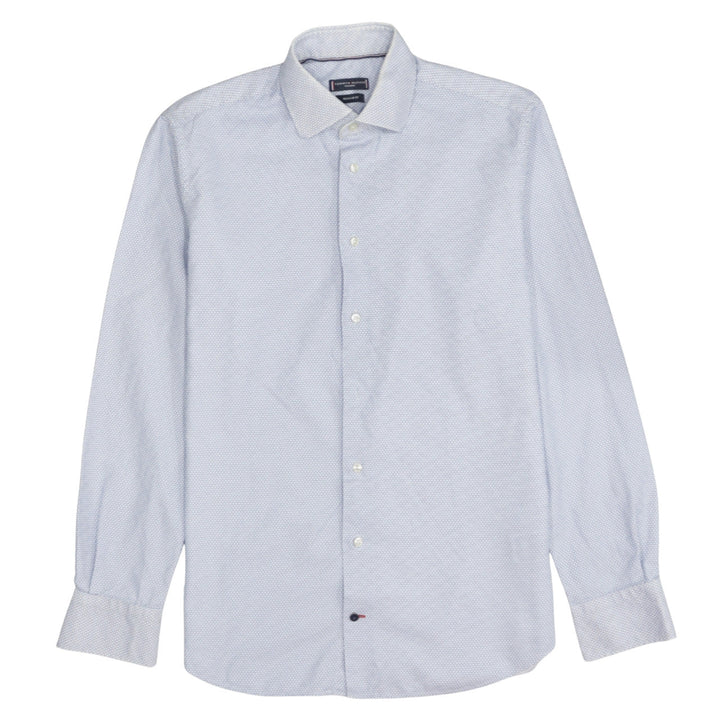 Tommy Hilfiger Men’s Blue Geometric Regular Fit Cotton Long Sleeve Shirt Size 16