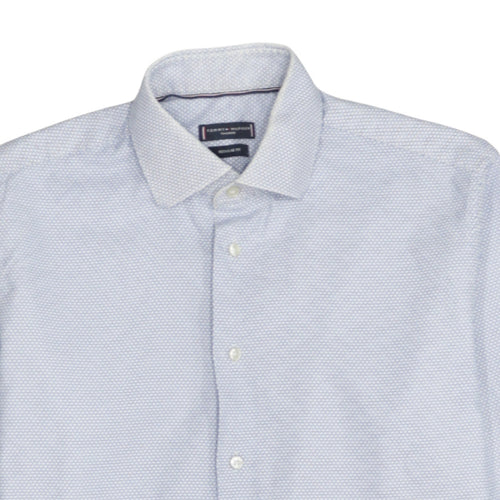 Tommy Hilfiger Men’s Blue Geometric Regular Fit Cotton Long Sleeve Shirt Size 16