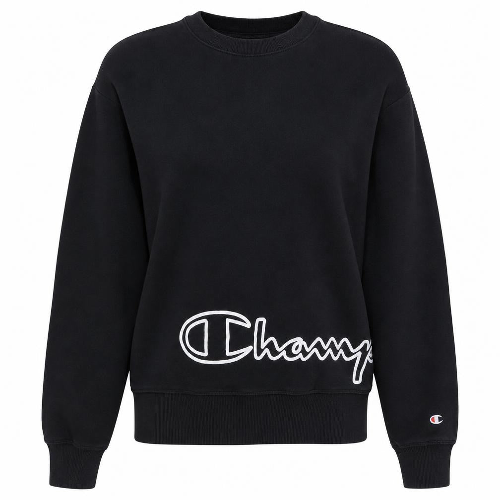 Front view of Champion Women's Black Large Pullover Crew Neck Sweatshirt