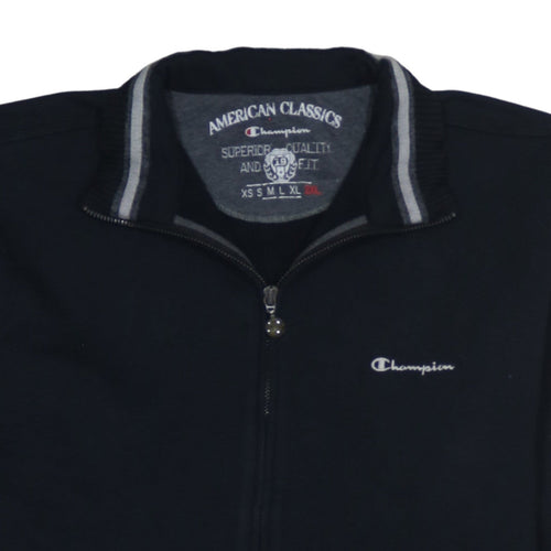 Champion Men’s Black 2XL Track Jacket Full Zip Cotton Blend