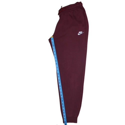 Nike Women Red Fleece Jogger Trousers M Elastic Waist Casual