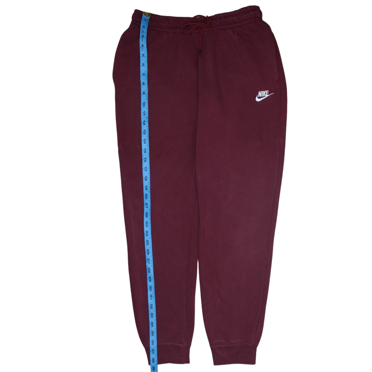 Nike Women Red Fleece Jogger Trousers M Elastic Waist Casual