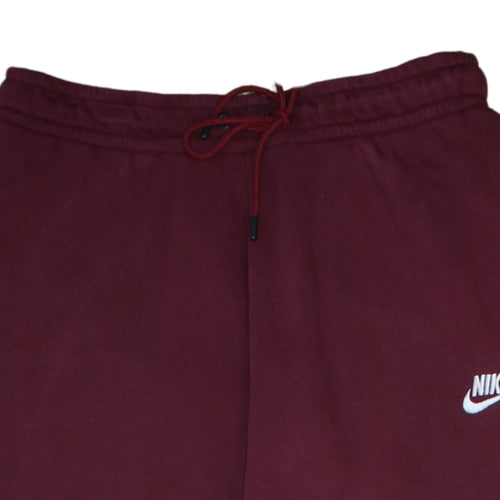 Nike Women Red Fleece Jogger Trousers M Elastic Waist Casual