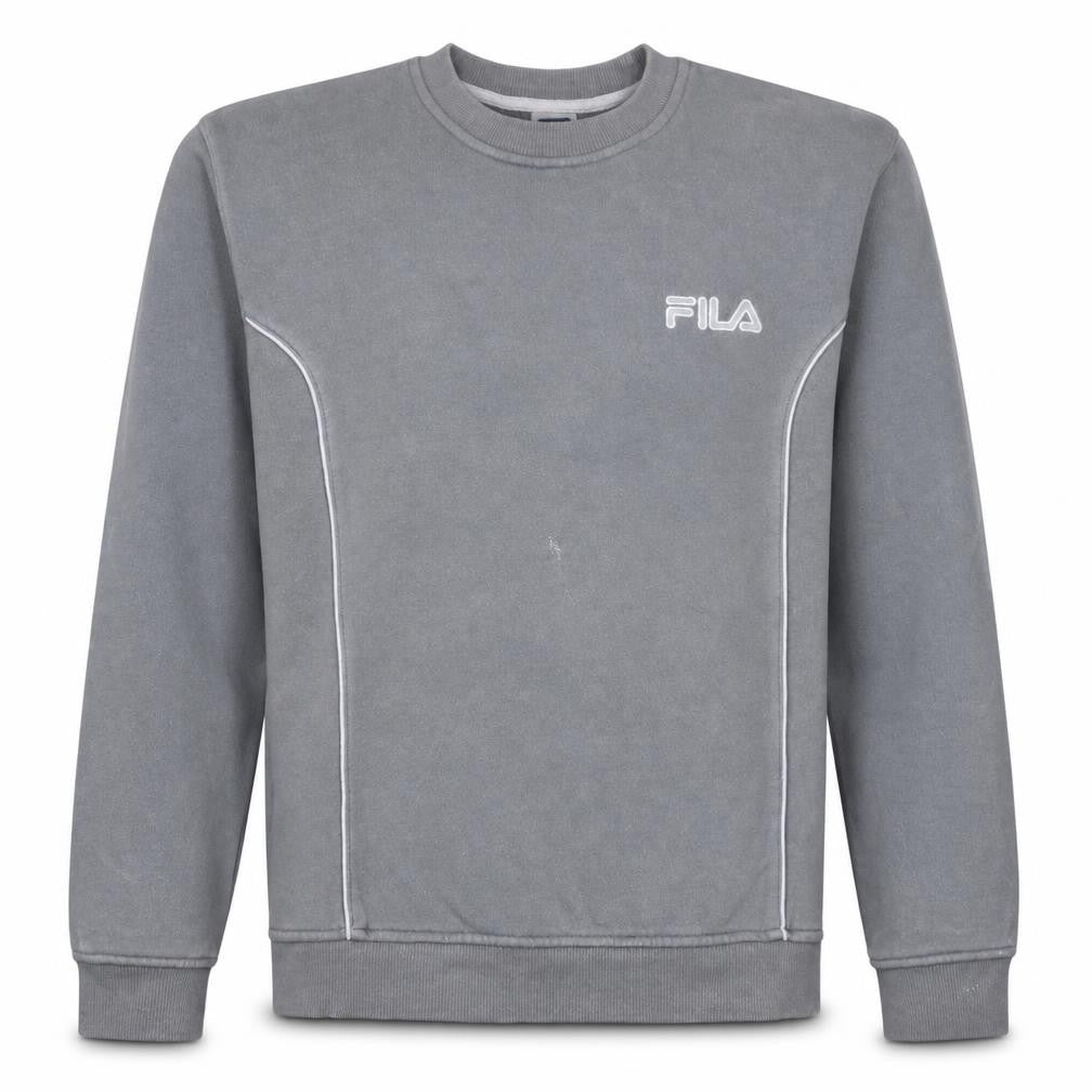 Front view of Fila Men's Grey Crew Neck Sweatshirt, size S, Casual Pullover