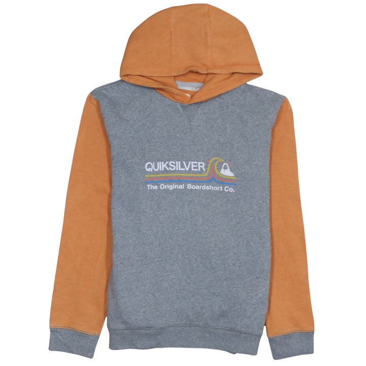 Quiksilver Boys Grey Orange Pullover Hoodie Sweatshirt Size 18-19 Years