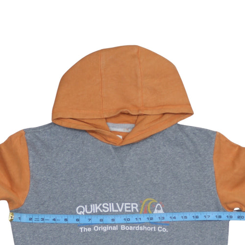 Quiksilver Boys Grey Orange Pullover Hoodie Sweatshirt Size 18-19 Years