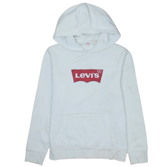 Levi's Womens White Small Logo Pullover Hoodie Sweatshirt