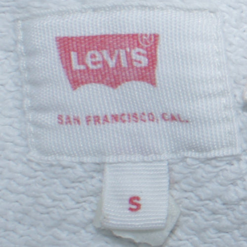 Levi's Womens White Small Logo Pullover Hoodie Sweatshirt