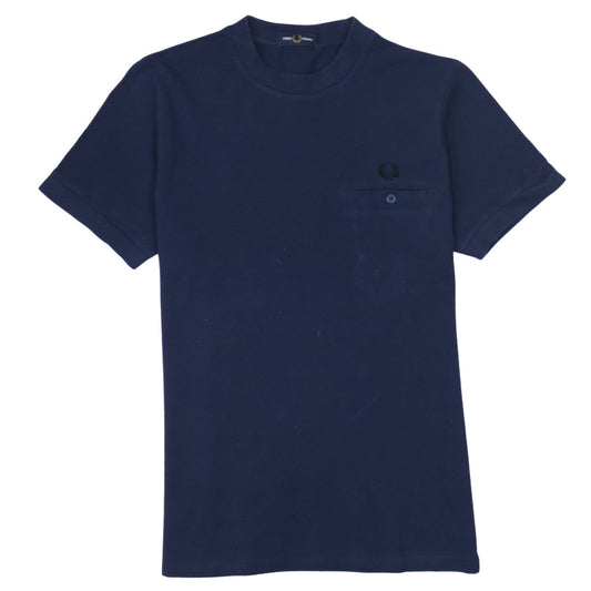 Fred Perry Men's Blue Cotton Crew Neck Short Sleeve T-Shirt M