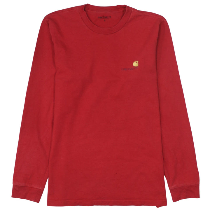 Carhartt WIP Men's Red Long Sleeve Crew Neck Cotton T-Shirt Size S