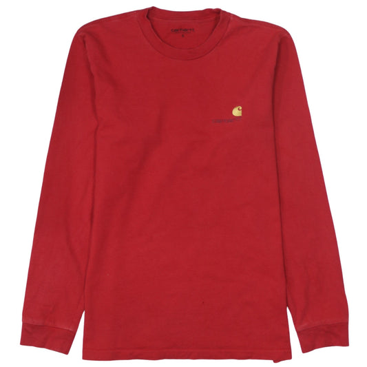 Carhartt WIP Men's Red Long Sleeve Crew Neck Cotton T-Shirt Size S