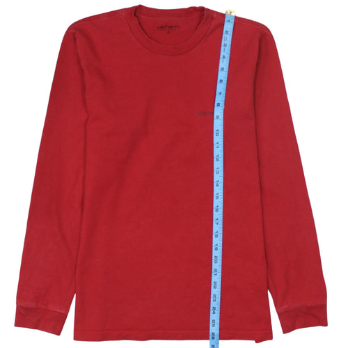 Carhartt WIP Men's Red Long Sleeve Crew Neck Cotton T-Shirt Size S
