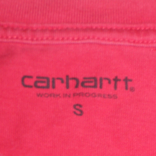 Carhartt WIP Men's Red Long Sleeve Crew Neck Cotton T-Shirt Size S