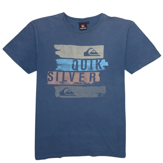 Quiksilver Men's Blue Graphic Logo Crew Neck T-Shirt Size S