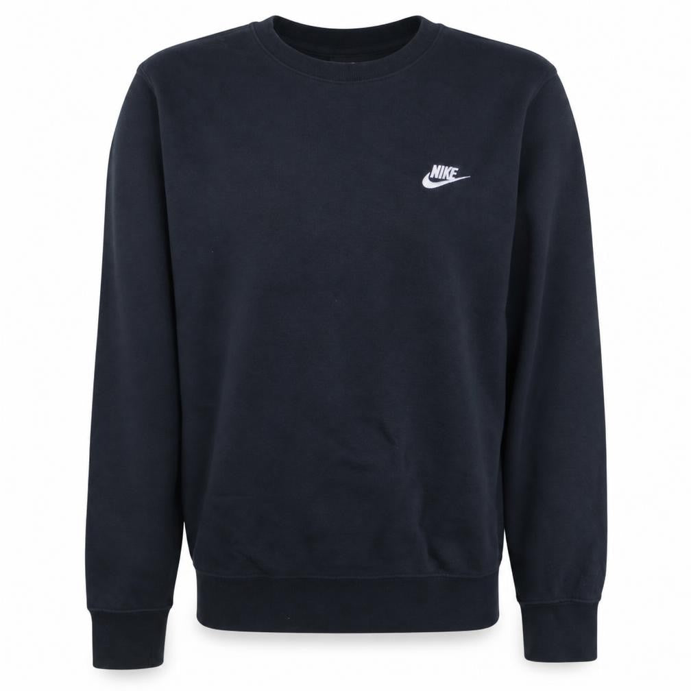 Front view of Nike Men's Black Small Pullover Crew Neck Fleece Sweatshirt