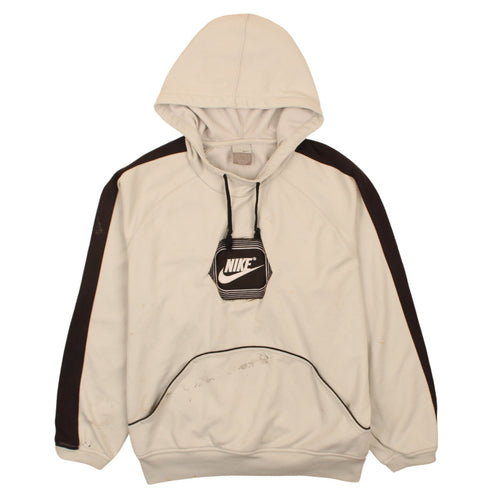 Nike Men's Beige Pullover Hoodie Size M Fleece Logo Sportswear