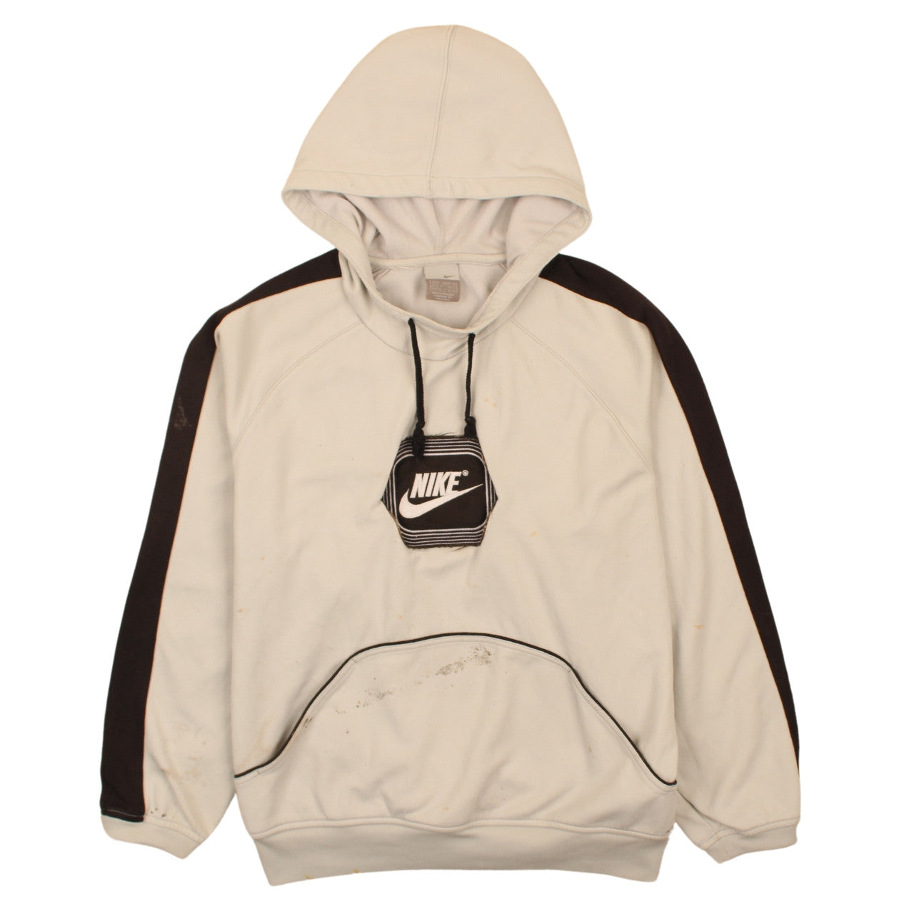 Nike Men's Beige Pullover Hoodie Size M Fleece Logo Sportswear
