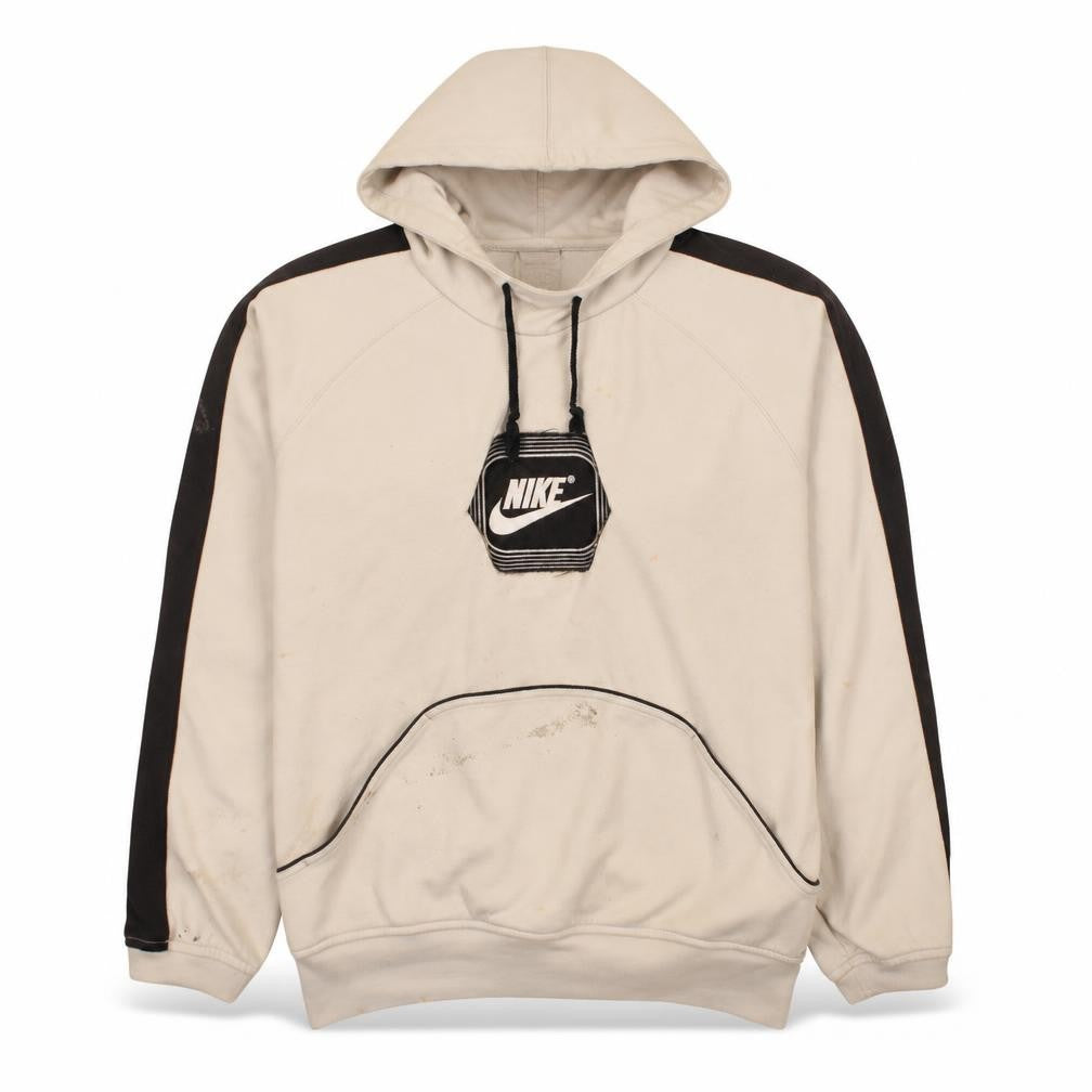 Nike Men's Beige Pullover Hoodie Size M Fleece Logo Sportswear