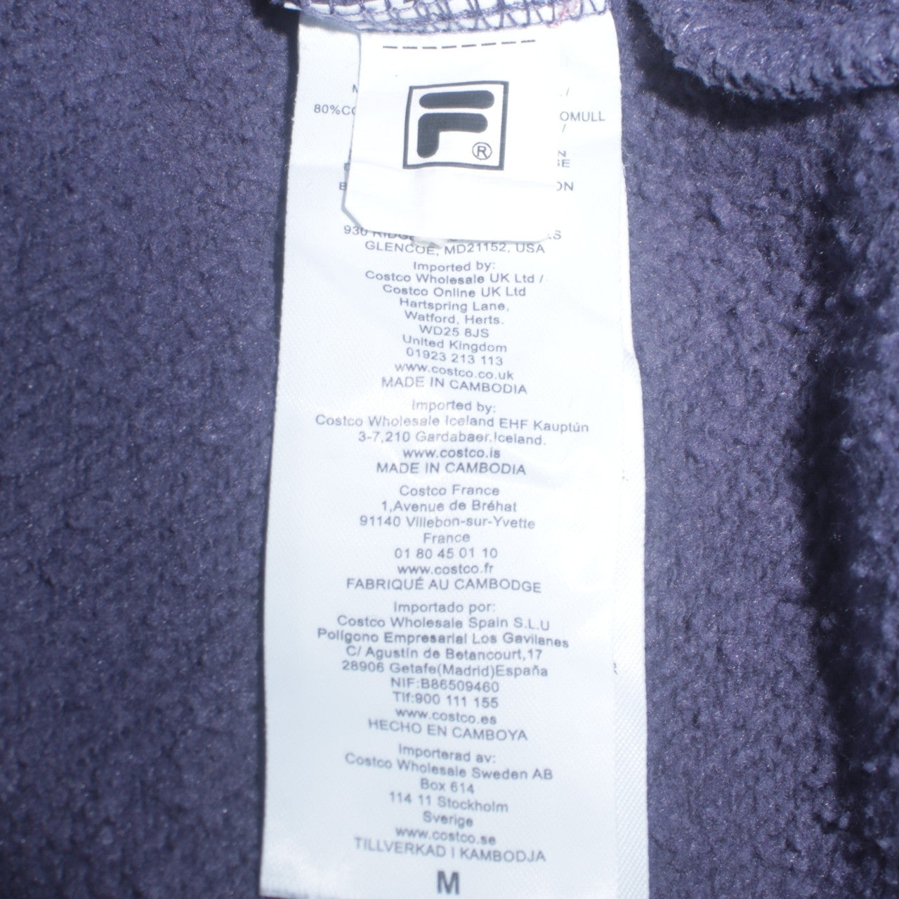 Fila Women’s Blue Pullover Hoodie Medium Cotton Blend Sweatshirt