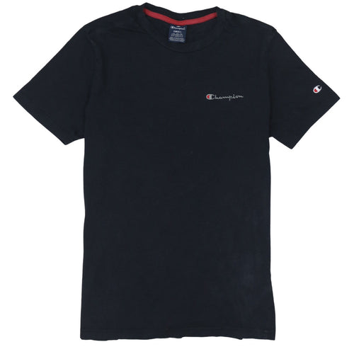 Champion Men's Black Small Crew Neck Cotton Sports T-Shirt