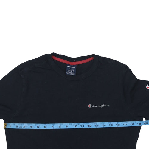 Champion Men's Black Small Crew Neck Cotton Sports T-Shirt