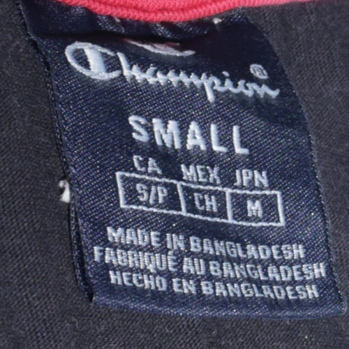 Champion Men's Black Small Crew Neck Cotton Sports T-Shirt