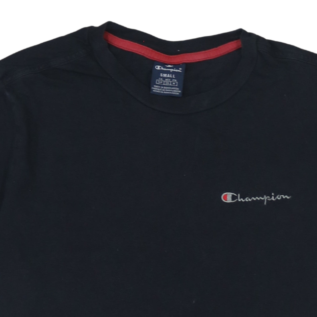 Champion Men's Black Small Crew Neck Cotton Sports T-Shirt