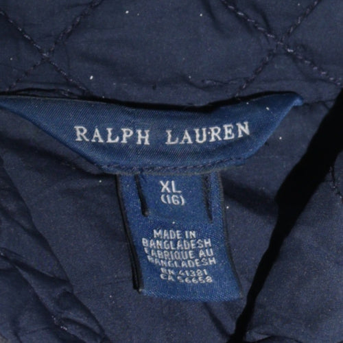 Ralph Lauren Girls Blue Quilted Mid-Length Jacket Size 16 Years