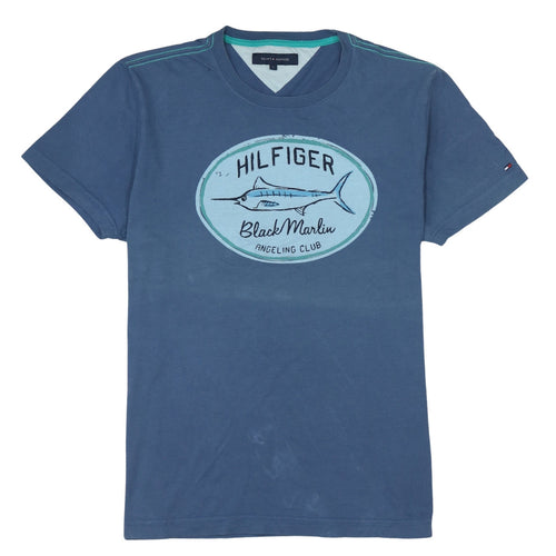 Tommy Hilfiger Men’s Blue Graphic Print Crew Neck Cotton T-Shirt M