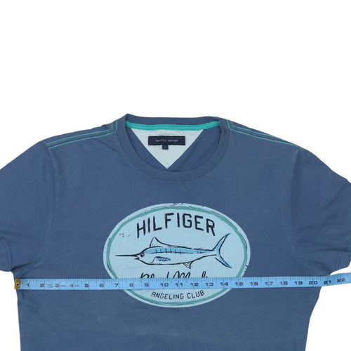 Tommy Hilfiger Men’s Blue Graphic Print Crew Neck Cotton T-Shirt M