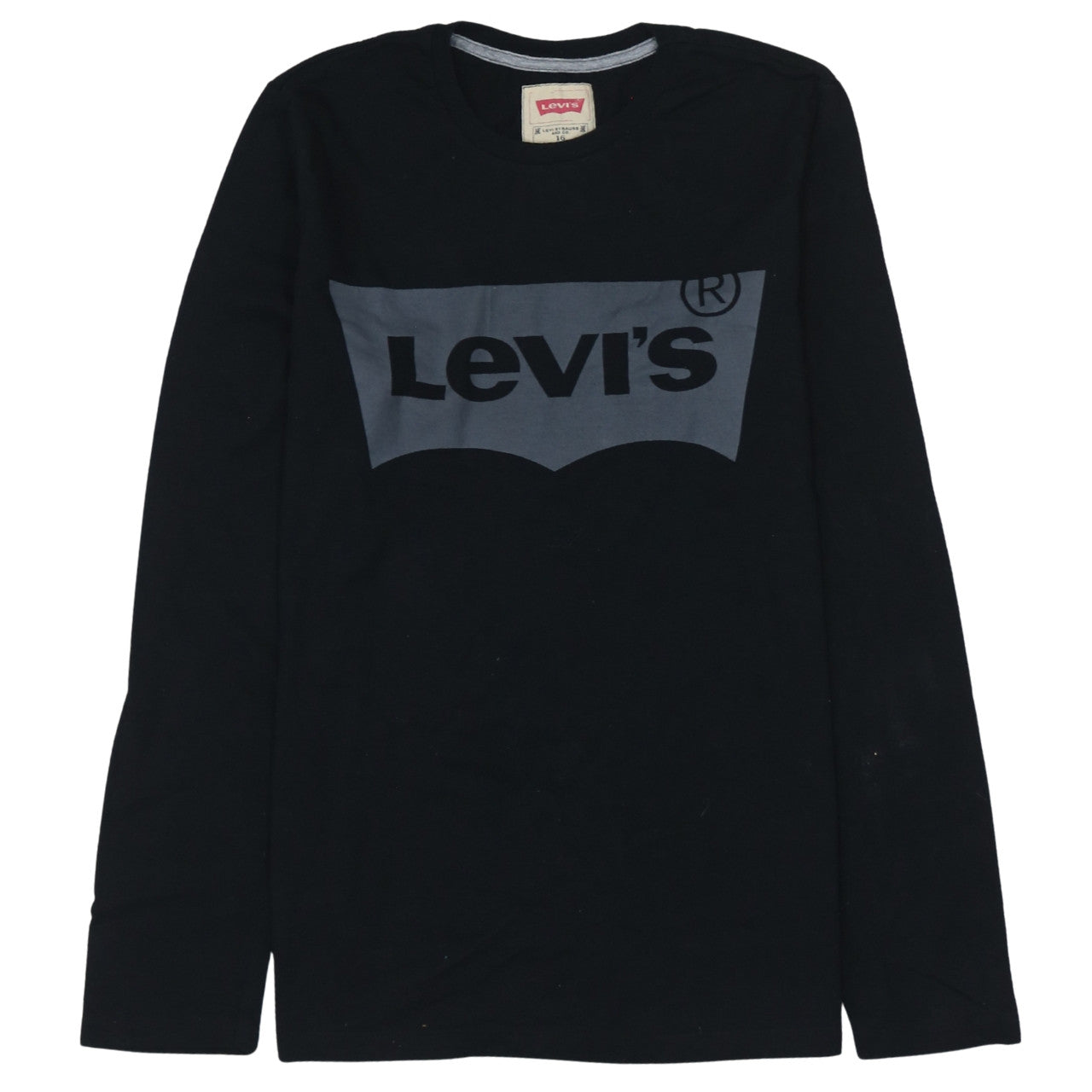 Levi's Boys Black Long Sleeve Logo T-Shirt Size 16 Cotton Crew Neck