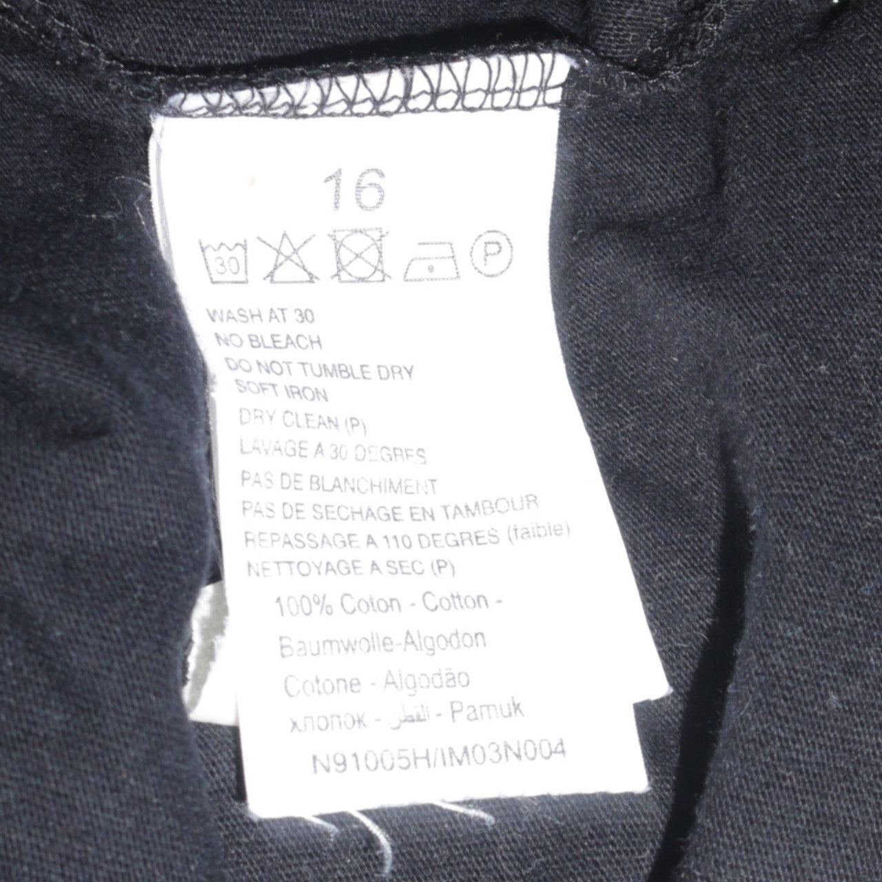 Levi's Boys Black Long Sleeve Logo T-Shirt Size 16 Cotton Crew Neck