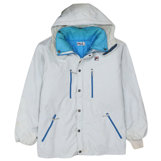 Fila Men's White XL Vintage Hooded Parka Jacket Outdoor Sportswear