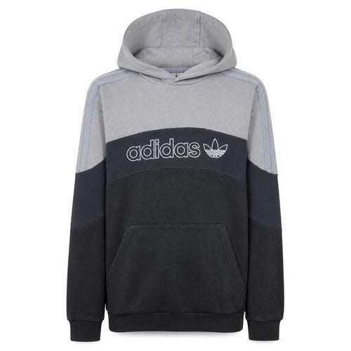 Adidas Boys Grey Colourblock Pullover Hoodie 15-16 Years Logo Fleece