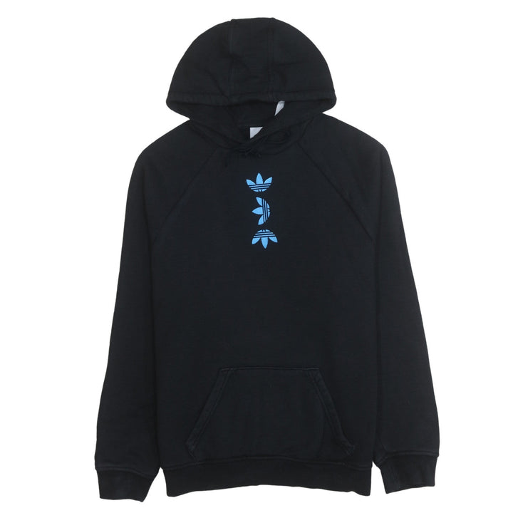 Adidas Women's Black Pullover Hoodie Small Blue Logo Graphic Cotton Blend