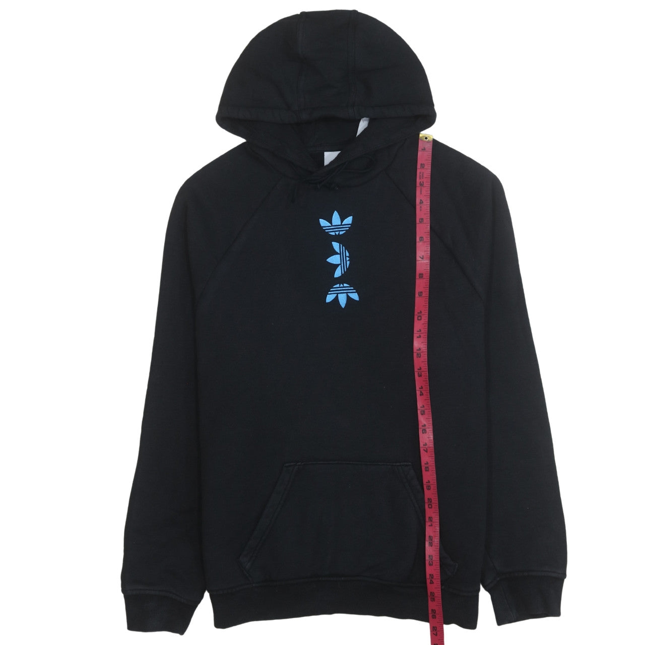 Adidas Women's Black Pullover Hoodie Small Blue Logo Graphic Cotton Blend