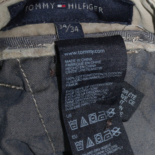 Tommy Hilfiger Men's Beige Chino Trousers 34W 34L Regular Fit