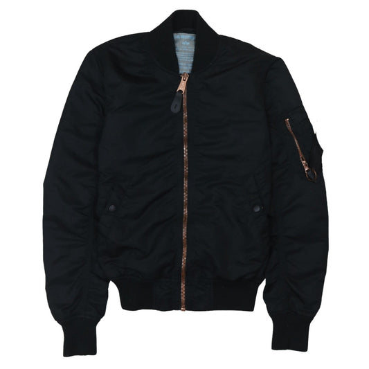 Alpha Industries Women's Black Bomber Jacket Small Nylon Zip Casual