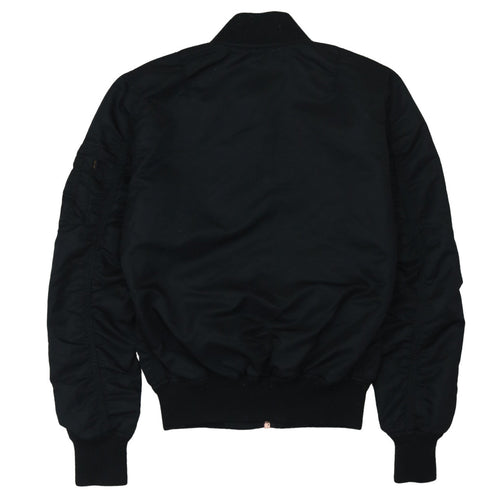 Alpha Industries Women's Black Bomber Jacket Small Nylon Zip Casual