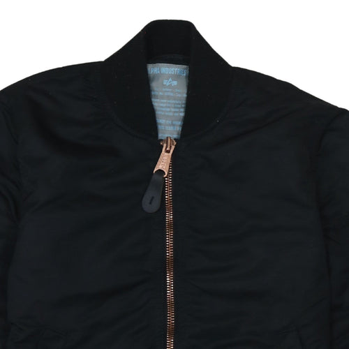 Alpha Industries Women's Black Bomber Jacket Small Nylon Zip Casual
