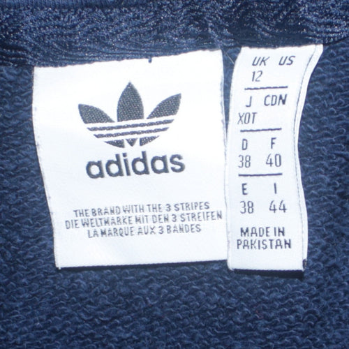 Adidas Womens Navy Blue Hooded Pullover Sweatshirt Size 12