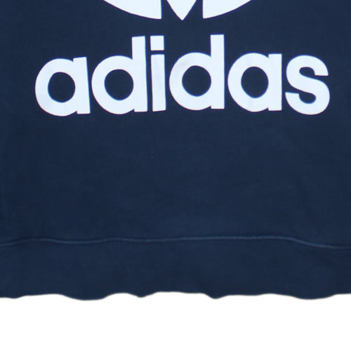 Adidas Womens Navy Blue Hooded Pullover Sweatshirt Size 12