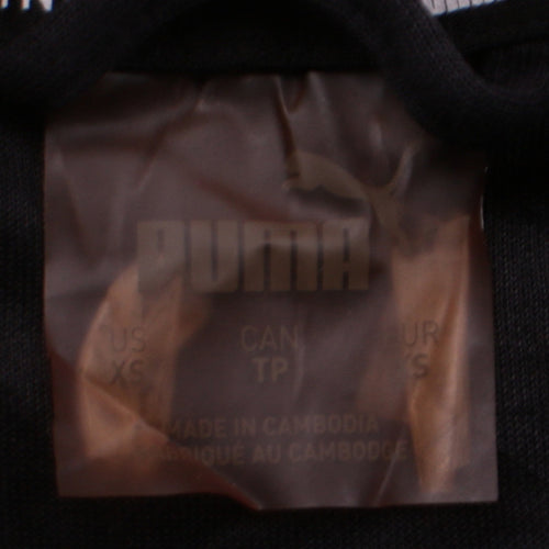 Puma Womens Black Full Zip Hoodie XS Hooded Graphic Sweatshirt