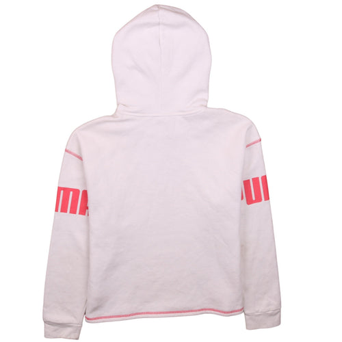 Puma Girls White Pink Logo Pullover Hoodie 13-14 Years