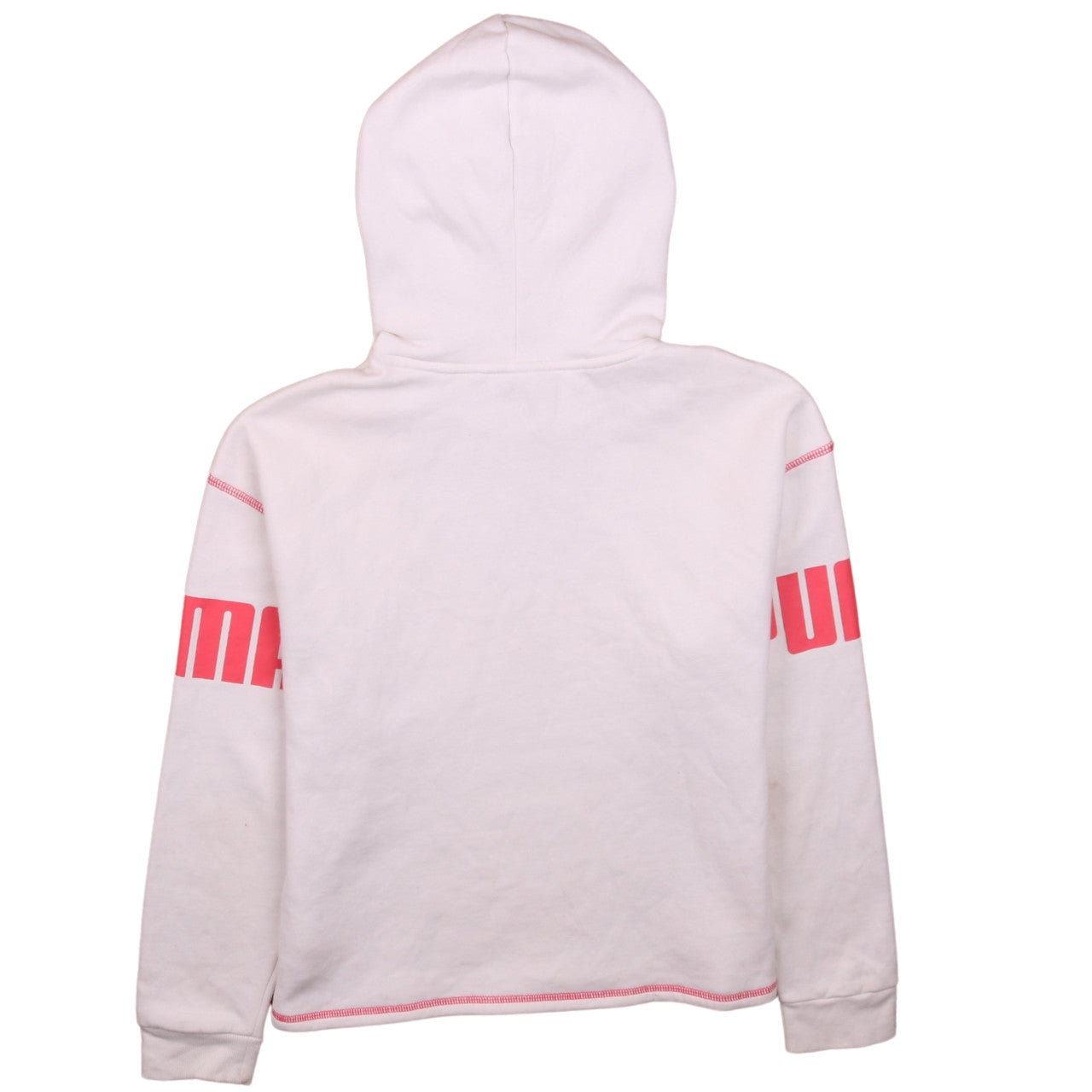 Puma Girls White Pink Logo Pullover Hoodie 13-14 Years