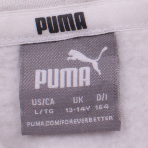 Puma Girls White Pink Logo Pullover Hoodie 13-14 Years