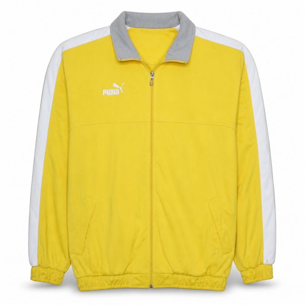 Front view of Puma Men's Yellow Track Jacket, size S, Full Zip Activewear