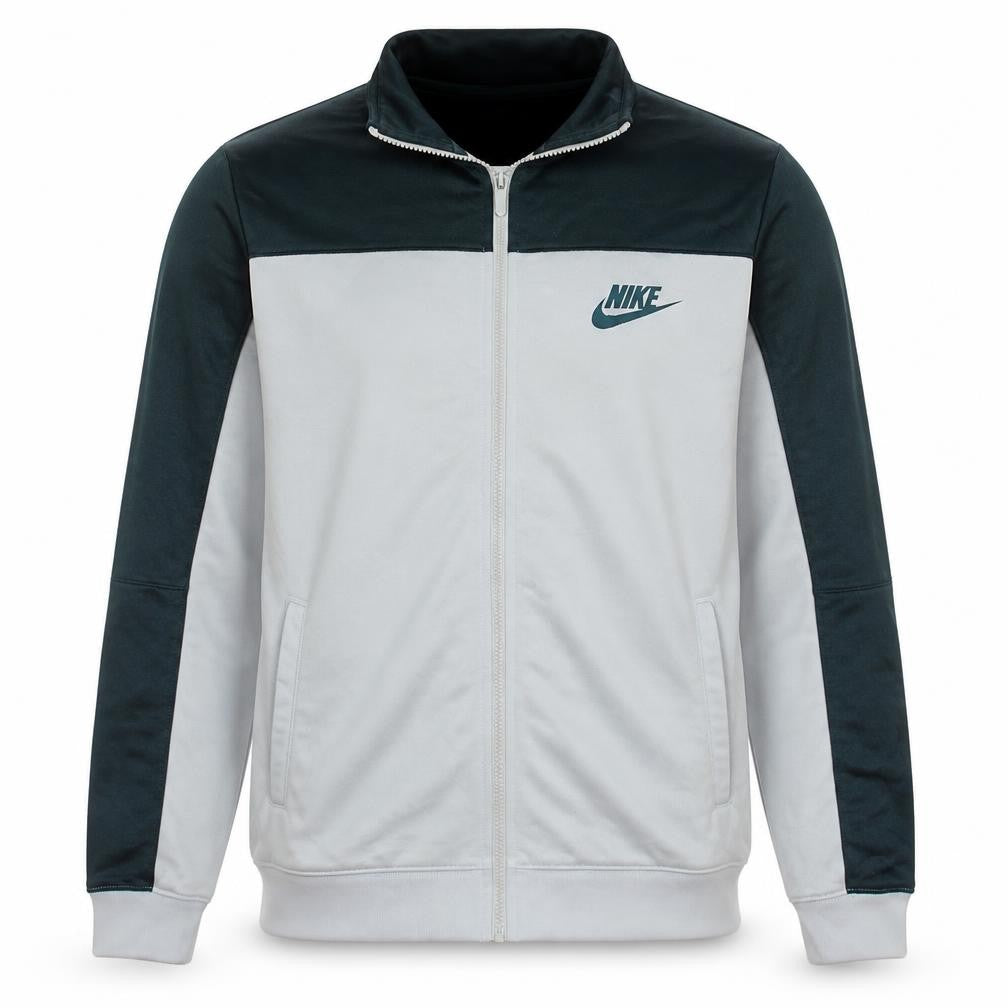 Front view of Nike Men's White Track Jacket L Full Zip Polyester Sportswear