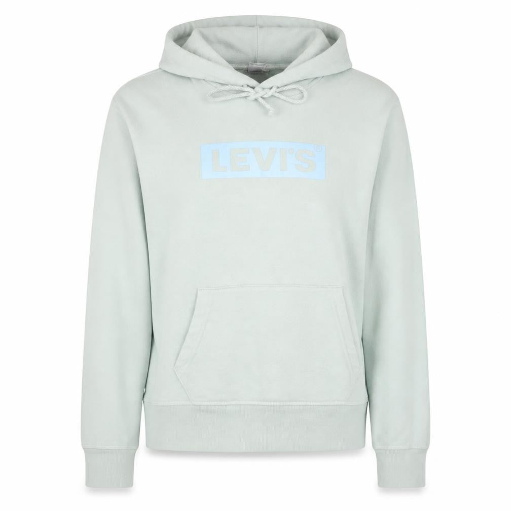 Front view of Levi's Women's Light Beige Logo Pullover Hoodie, size S